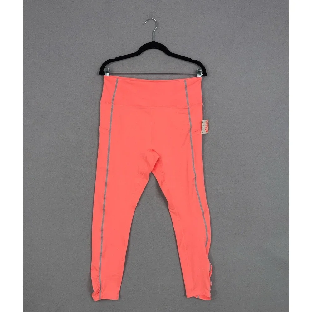 Free People Movement Leggings Womens Large Just Peachy Reflective Rouched
